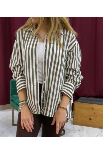 Haki Çizgili Zr Marka Gömlek 