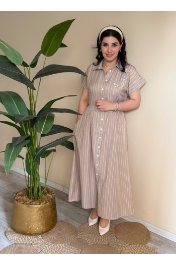 Logolu Krem Orj Mrk Elbise 